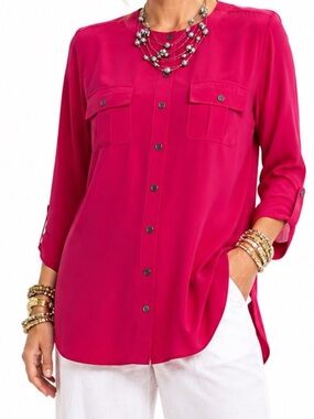 DENIM & CO NEW MONEY PINK TUNIC  SZ 8 NWOT